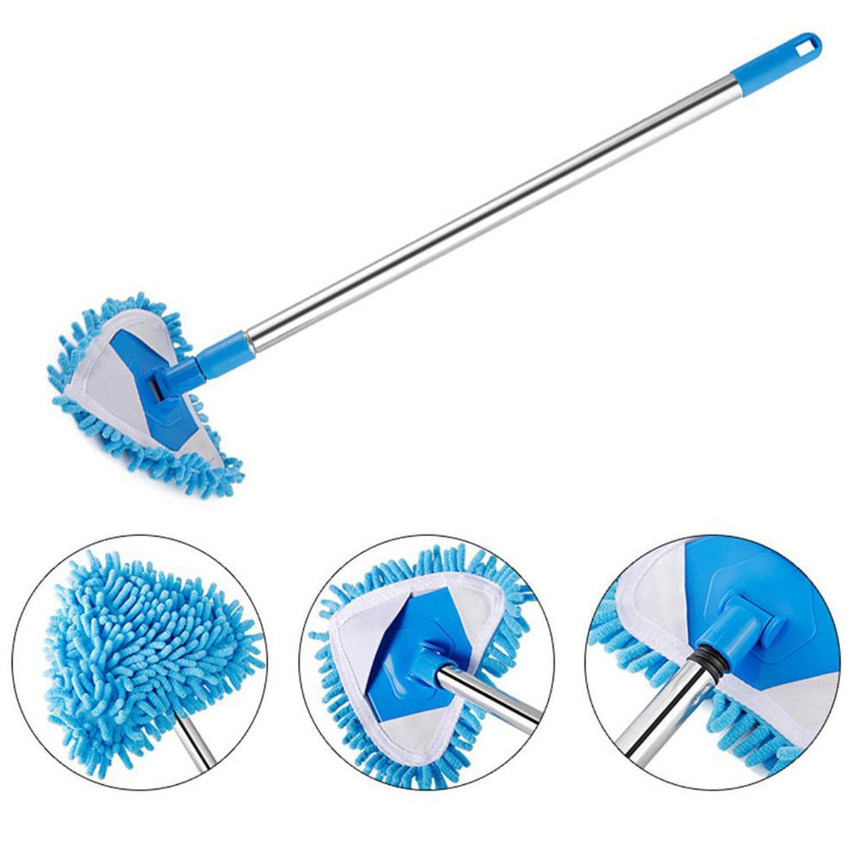 Triangle Mop – Adjustable Stainless Steel for Wet & Dry Floors | Velvet Wipe