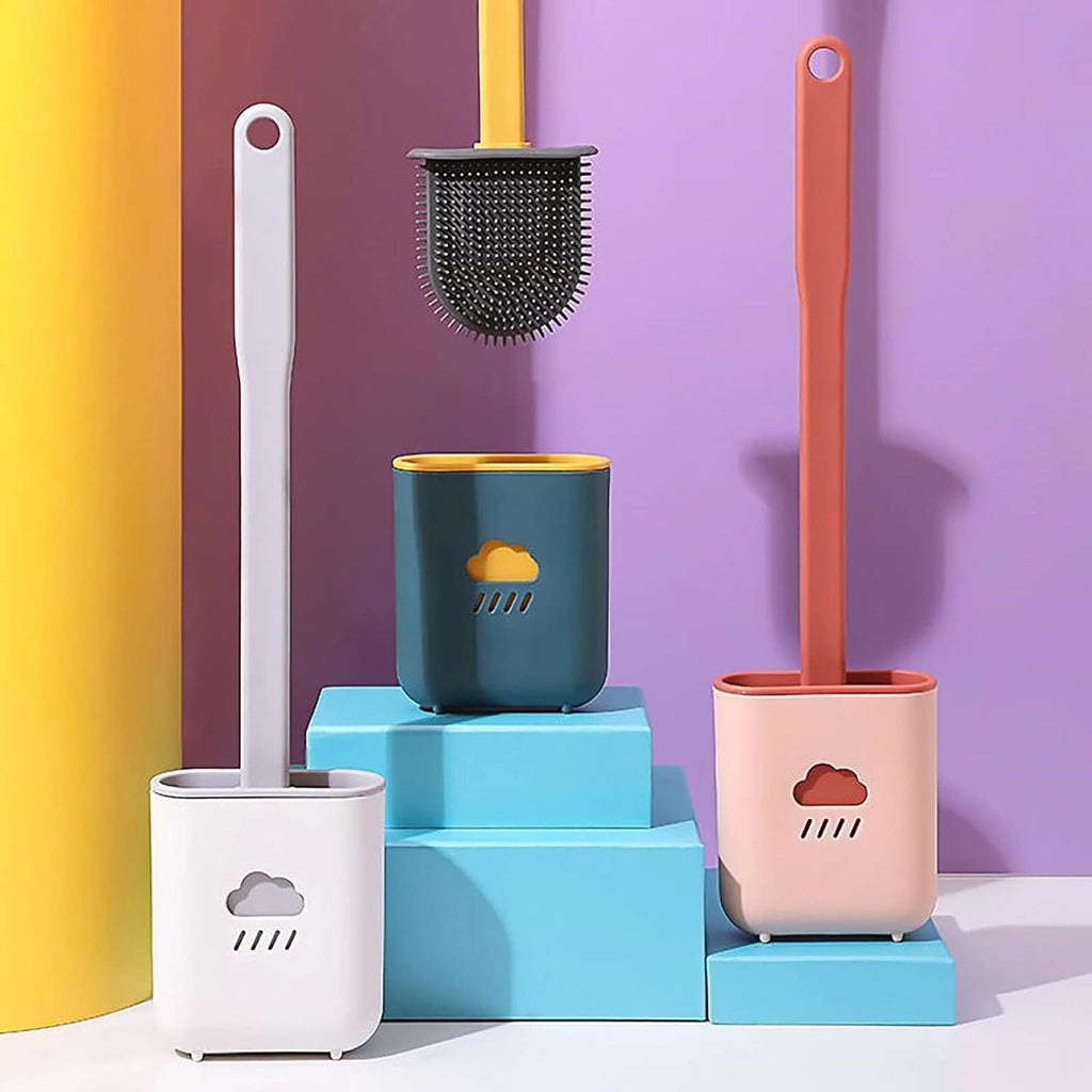 Silicone Toilet Brush – Quick-Dry Holder, Flexible Bristles | Velvet Wipe