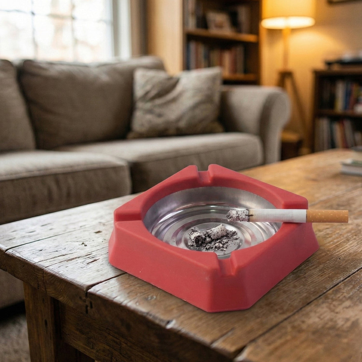 Heat-Resistant Ashtray – Stainless Steel Inner Bowl for Easy Cleaning