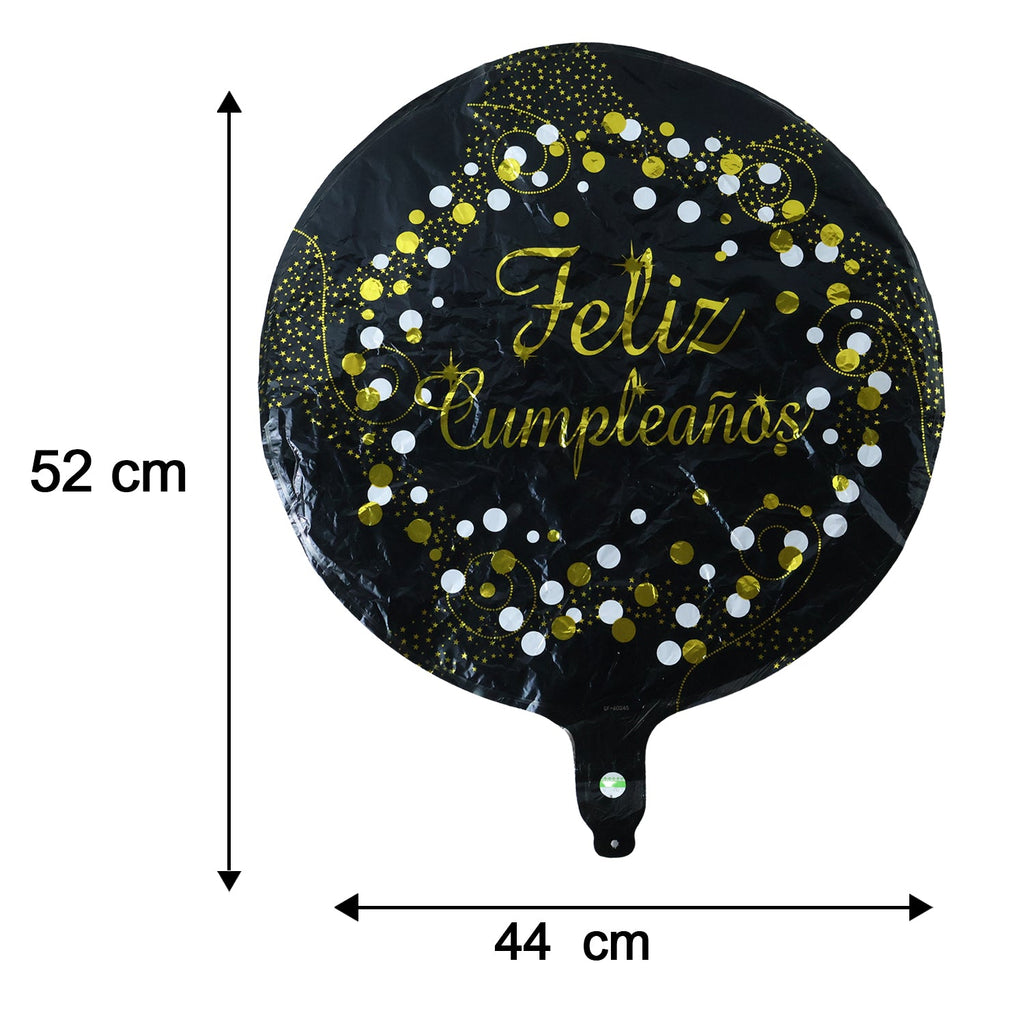 Size guide for black round foil balloon