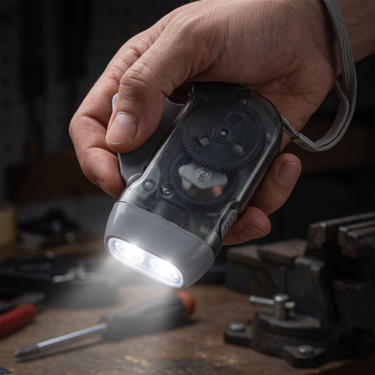 Hand Press Torch, Battery-Free 3-LED Flashlight for Camping