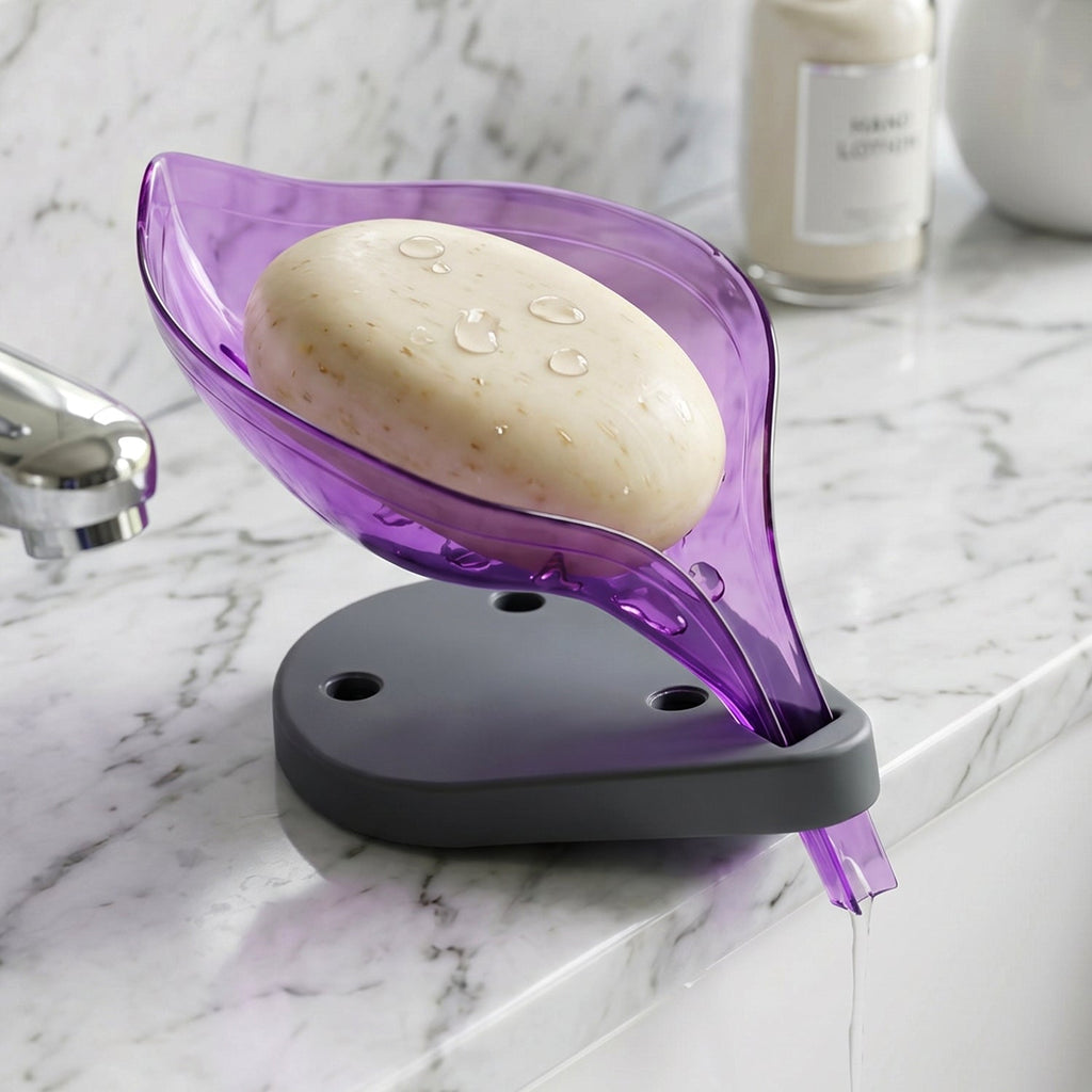 Leaf Shape Soap Tray – Self-Draining Holder | VelvetBubbles