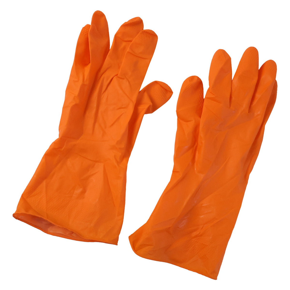 Large Orange Waterproof Rubber Gloves – Reusable Kitchen Protectors