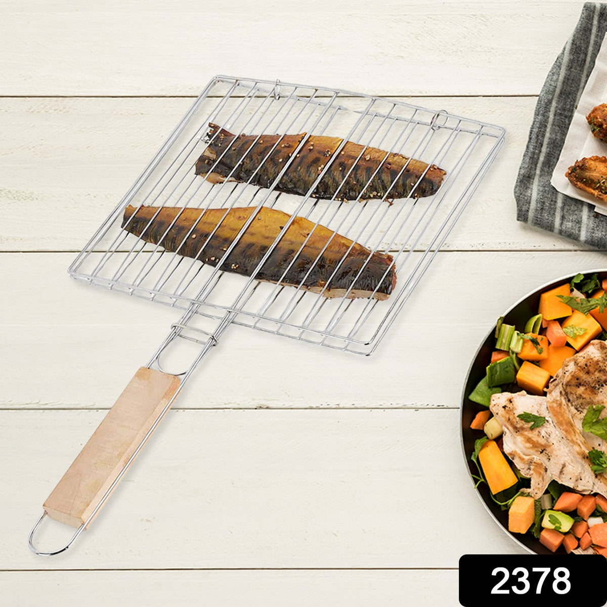 Barbecue Grill – Foldable, Non-Stick with Wooden Handle | CookAura