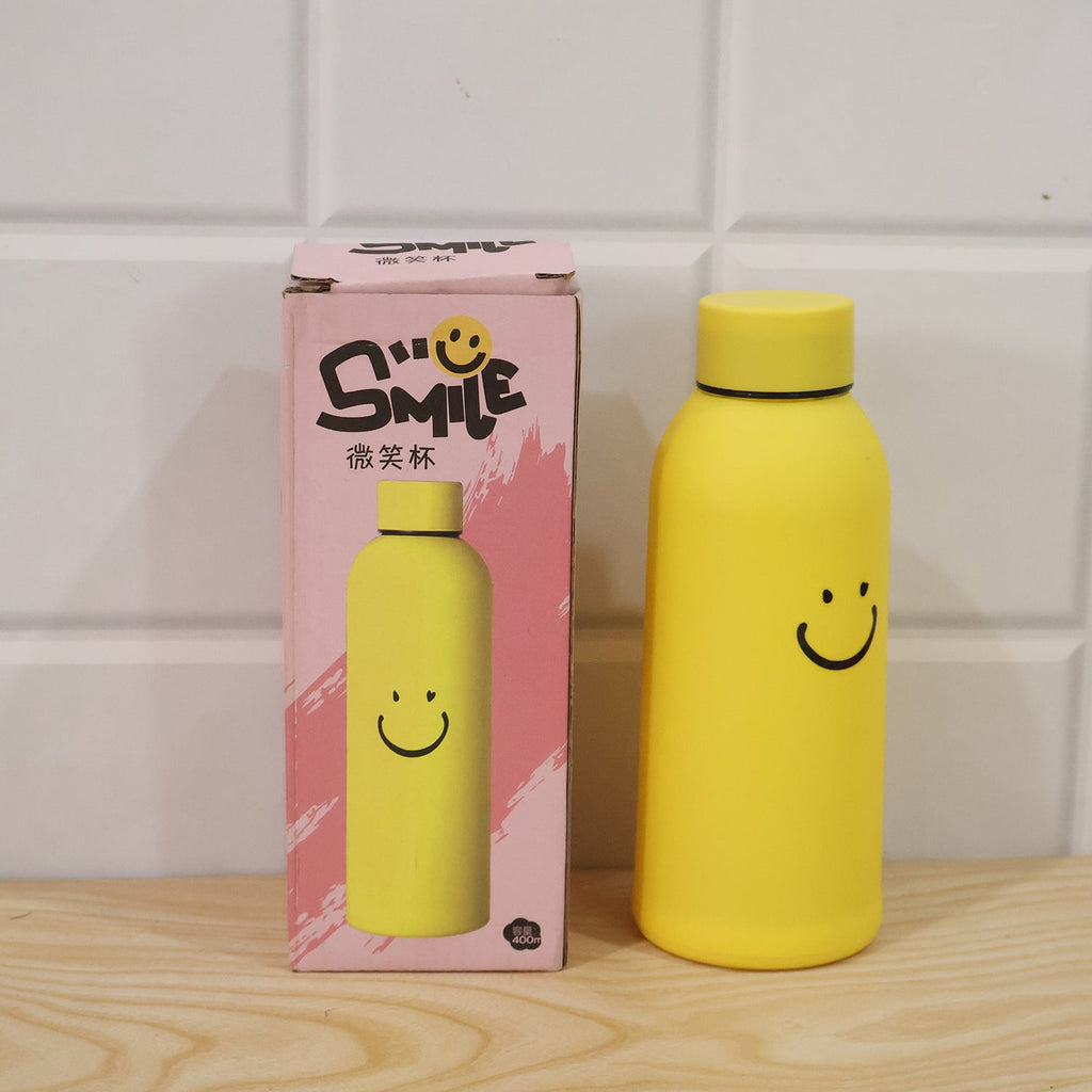 OwlCart EasyLiving – 400 ML Smiley Face Glass Travel Water Bottle with Silicone Sleeve (1 Pc)