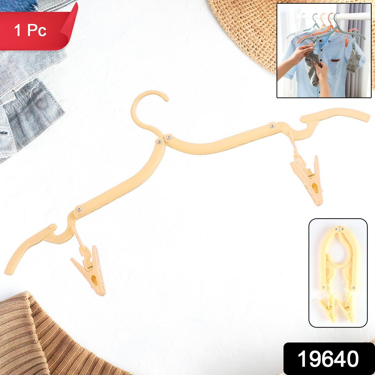 Adjustable Folding Clothes Hanger with Clips for Versatile Use