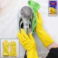 Large yellow waterproof cleaning rubber gloves for household use