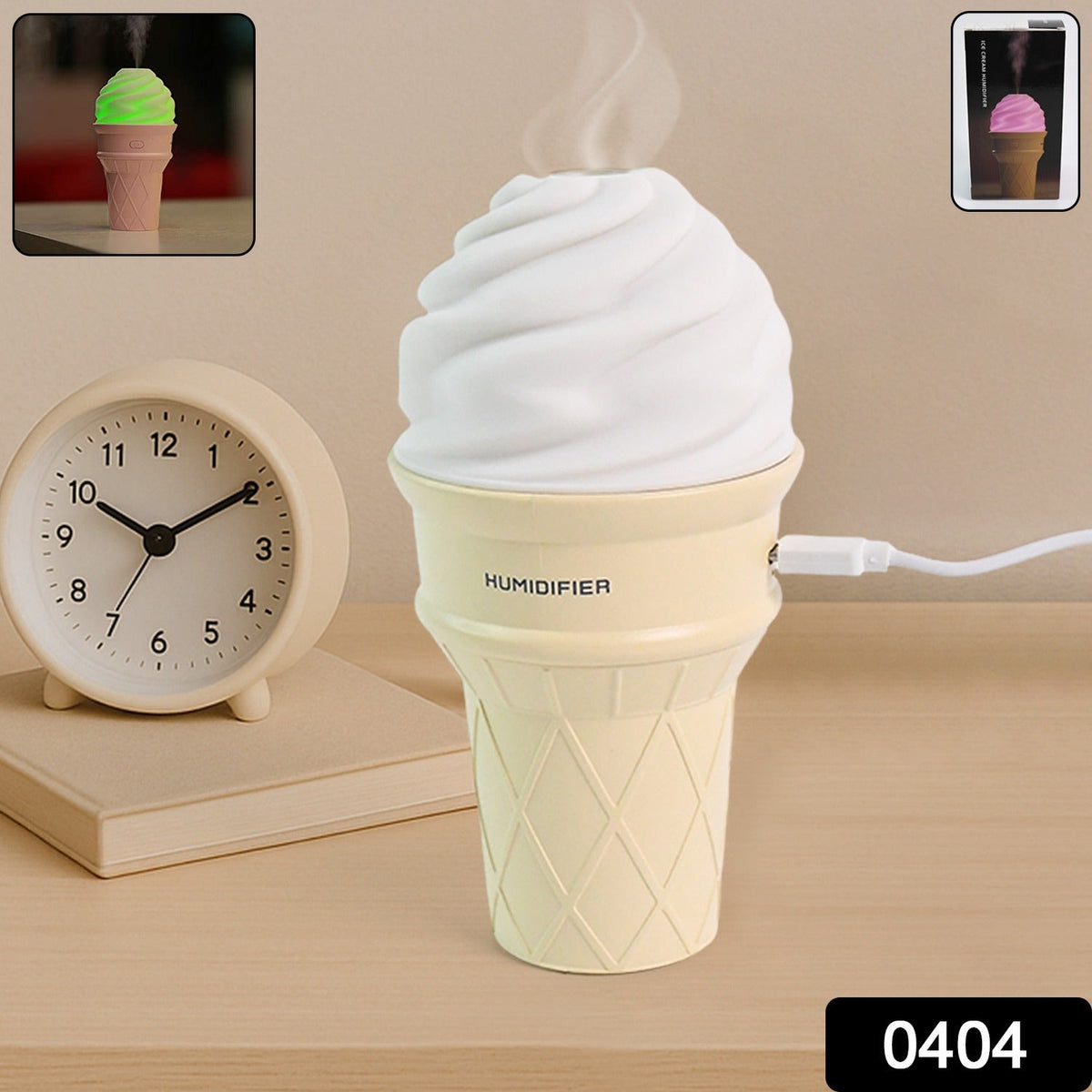 OwlCart HandyHub – Ice Cream Cone Humidifier – Portable Air Freshener with LED