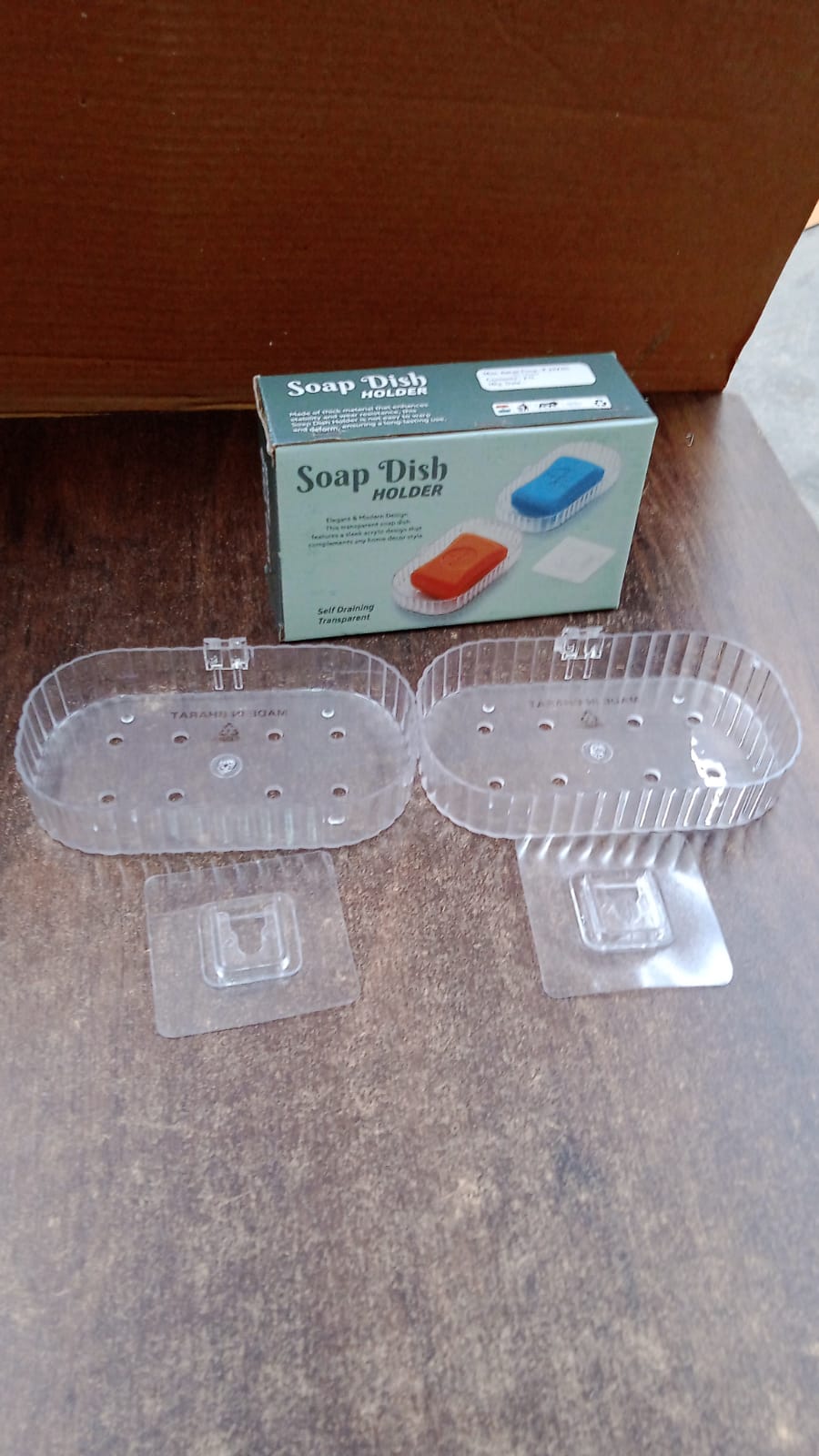 Transparent Wall Mounted Soap Dish Holder – Self Adhesive 2 Pc