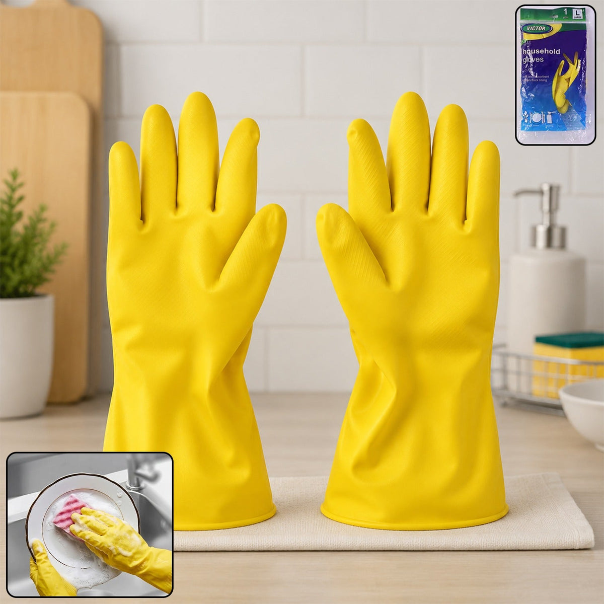 OwlCart SmartHold Waterproof Rubber Gloves – Long-Use & Reusable for Household Tasks