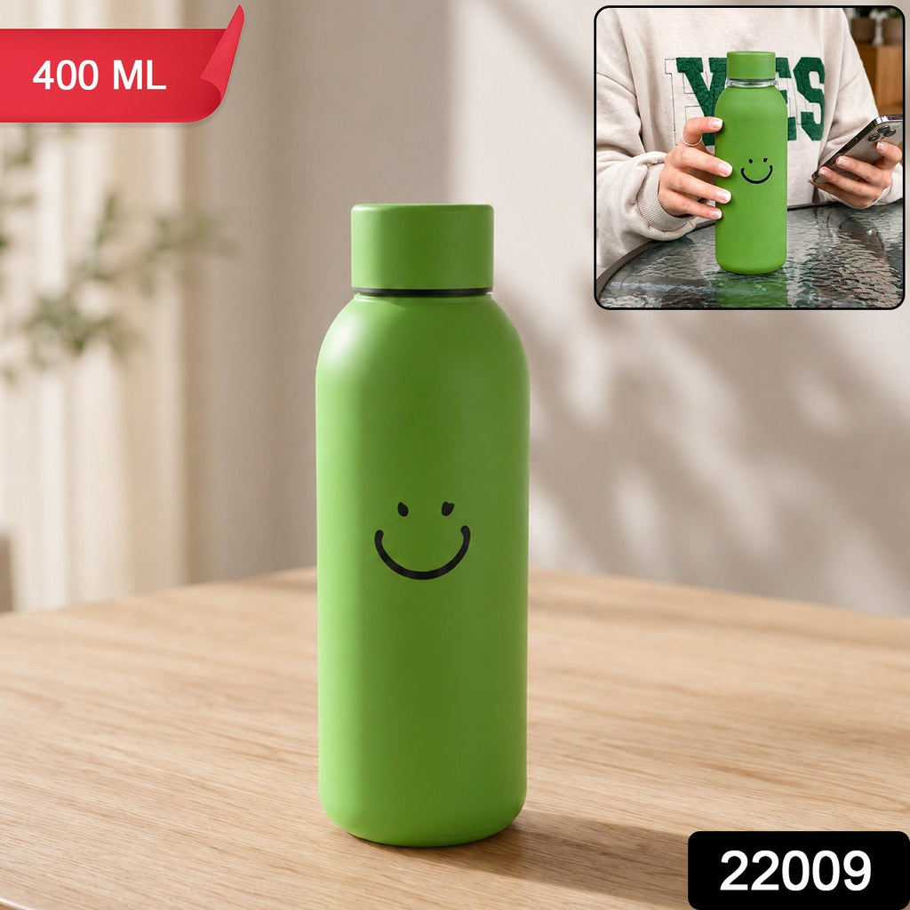 OwlCart EasyLiving – 400 ML Smiley Face Glass Travel Water Bottle with Silicone Sleeve (1 Pc)