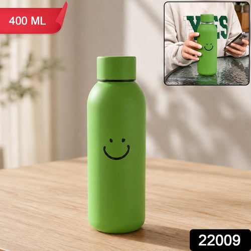 OwlCart EasyLiving – 400 ML Smiley Face Glass Travel Water Bottle with Silicone Sleeve (1 Pc)