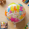 Vibrant colorful Feliz Cumplea–os foil balloon for birthday decor