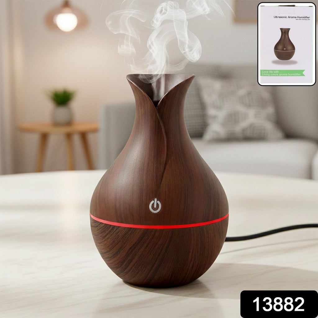 Mini Wooden Humidifier – Ultrasonic Mist Diffuser with LED | Indo Glow